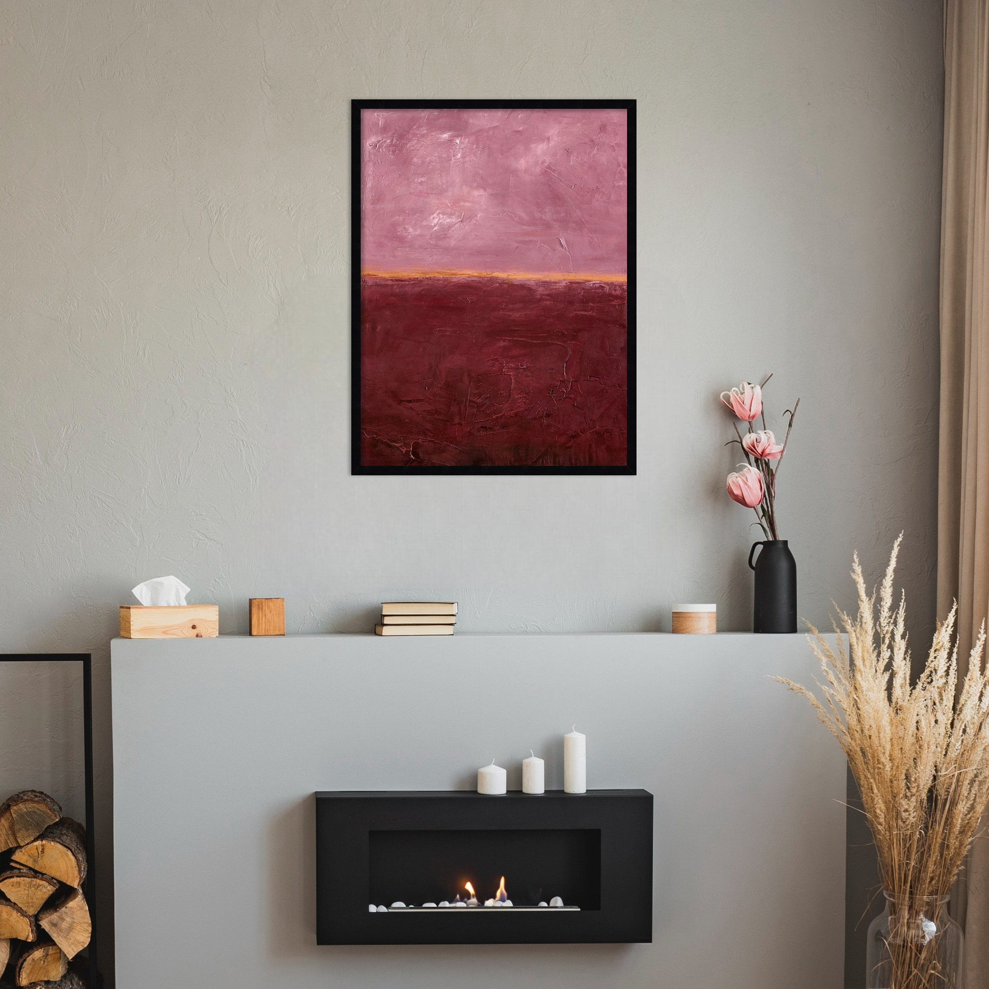 Edge Rose by Design Fabrikken Wood Framed Wall Art Print, 33" H x 25" W, Black
