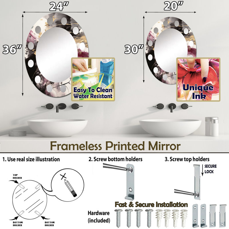 Miroir mural Zyliah, 36 po x 24 po