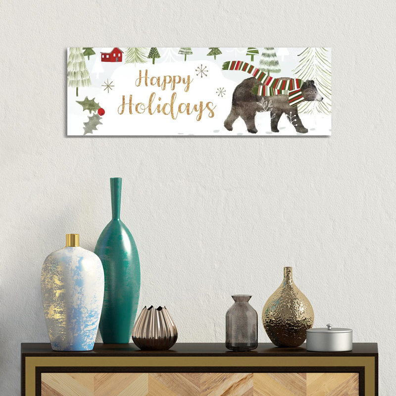 Woodland Christmas Collection D by Victoria Borges - Wrapped Canvas Panoramic Print, 30.48 cm H x 91.44 cm W x 1.91 cm D
