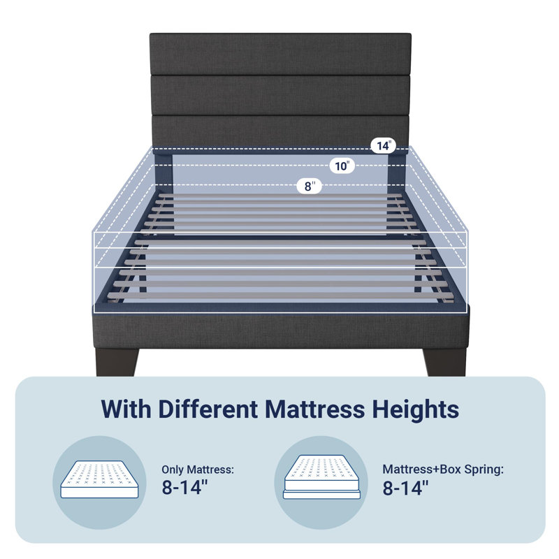 Platform Bed Frame with Headboard, Twin, Dark Gray
