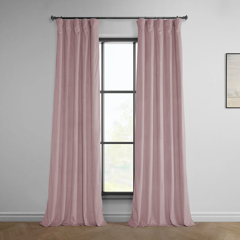 Matra Room Darkening Rod Pocket Single Curtain Panel, Ballet Pink, 50" W x 108" L