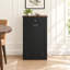 Meuble de poubelle basculant de style champêtre avec tiroir de rangement, en bois, d'une capacité de 38 litres (10 gallons), idéal pour la cuisine et la buanderie - Noir/Une porte-106451146-136026422