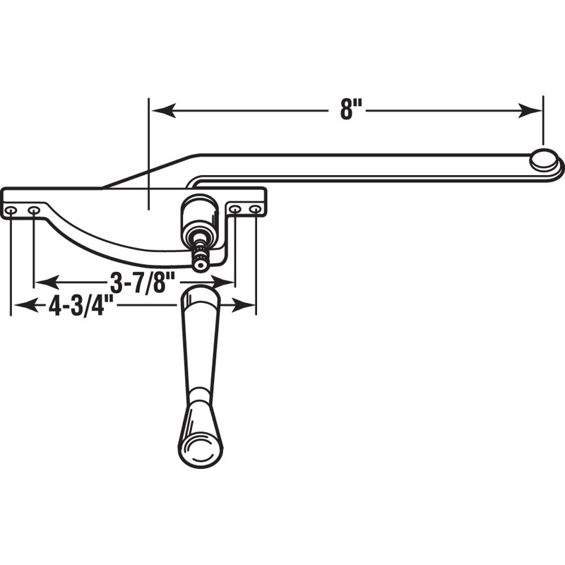 Opérateur à battant, gaucher, type larme (paquet simple), Aluminium, H 13,15 po x l 3,8 po x P 1,4 po