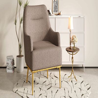 Chaise d'appoint moderne avec dossier incurvé et pieds en métal pour le salon, la chambre à coucher ou le coin lecture