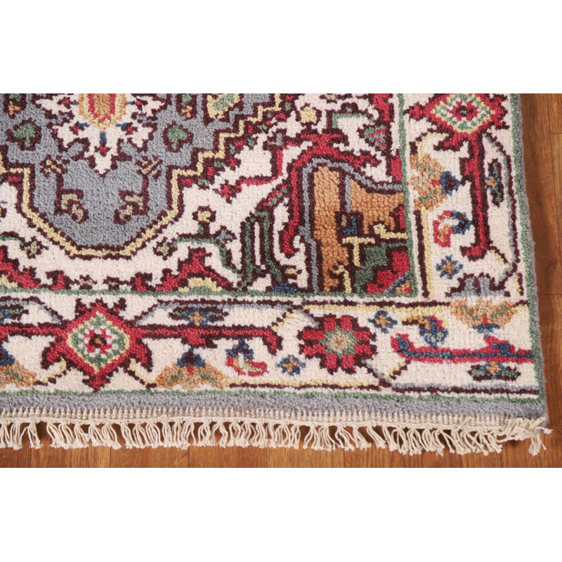 Tapis indien gris en laine 3x5