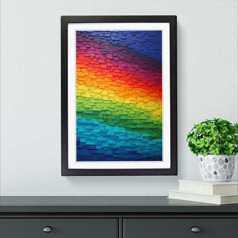 XYZ-FRM-V1223-5394 Rainbow Colour Field 1 Piece Single Picture Frame Wall Art, 34cm H x 25cm W x 2cm D, Black