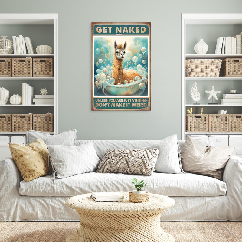 Alpacas «Get Nake 1 - 1 Pièce», impression sur toile rectangulaire, H 36 po x l 24 po x P 1,25 po