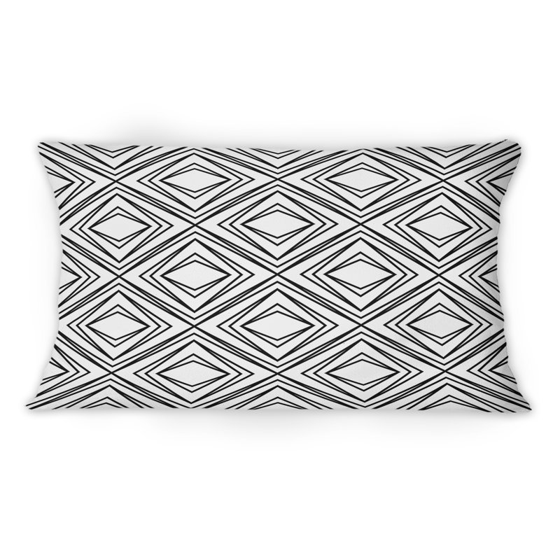 Coussin décoratif à motif géométrique losange noir et blanc Diamond