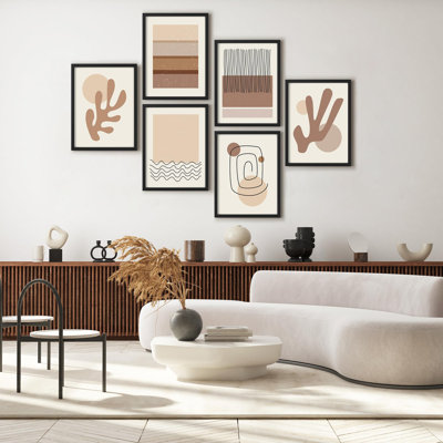 Reproduction d'art encadrée, ensemble de galerie, pastel dégradé, Mid-Century, Polygones, nature, illustrations abstraites, décoration nordique moderne pour salon, chambre à coucher, bureau