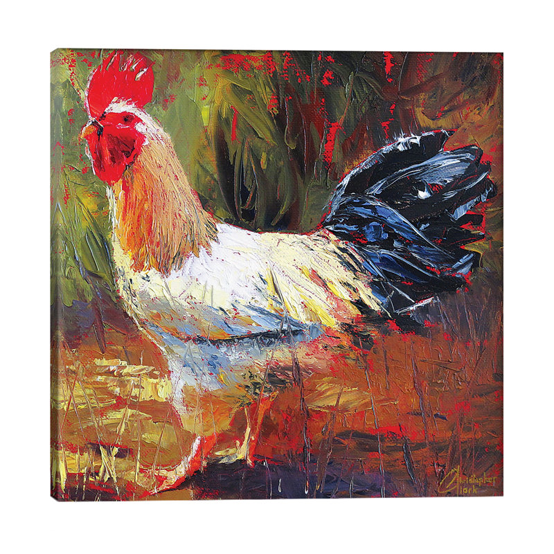 Gallo Italiano III 1 Piece Painting on Canvas, 45.72 cm H x 45.72 cm W, Black Floater Framed