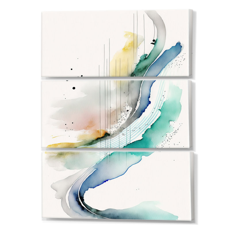 «Vibrant Watercolor Mouvement III», impression sur toile tendue 3 pièces, H 48 po x l 32 po x P 1 po