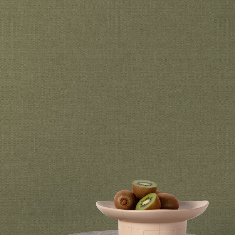 Structured Walls Collection Plain Linen Wallpaper Roll, Green