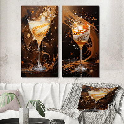 Brandy Alexander Atmosphere Cocktail - ensemble d'art mural en métal 2 cocktails