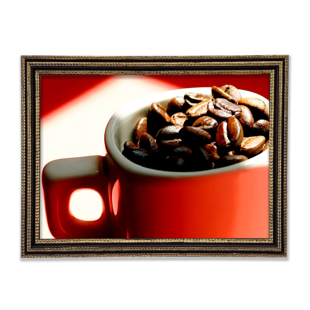 Gerahmtes Leinwandbild Red Coffee Bean Mug