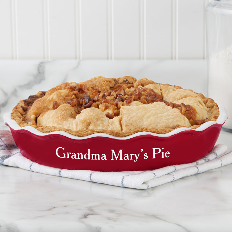 Personalized Classic Ceramic Pie Dish, Red, Yes