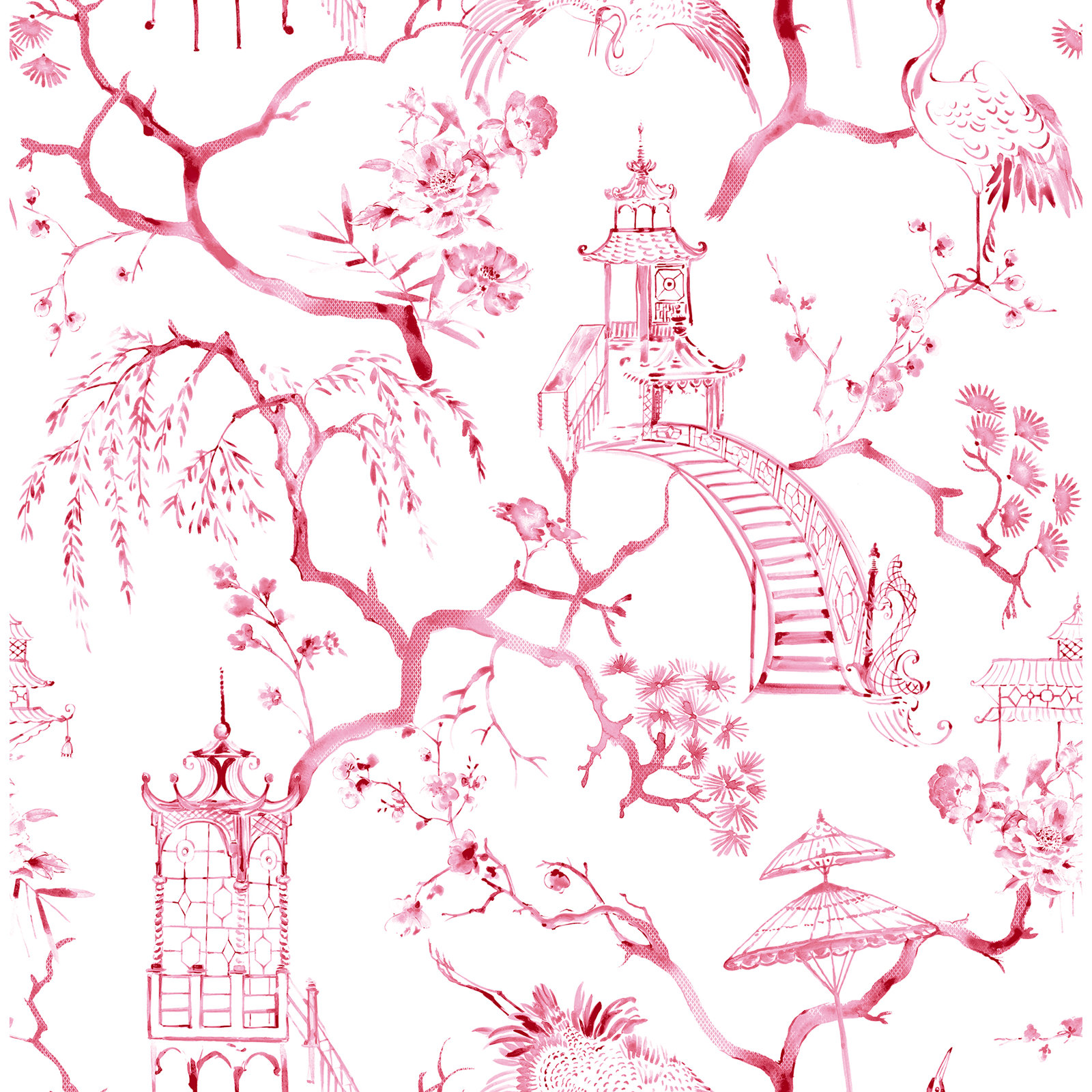 Breene NON-PASTED,UNPASTED Floral Wallpaper, Pink