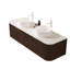 Meuble-lavabo double 60 po avec lavabos en céramique aspect pierre, façades de tiroir cannelées et plateau en marbre artificiel 60 po-972986698