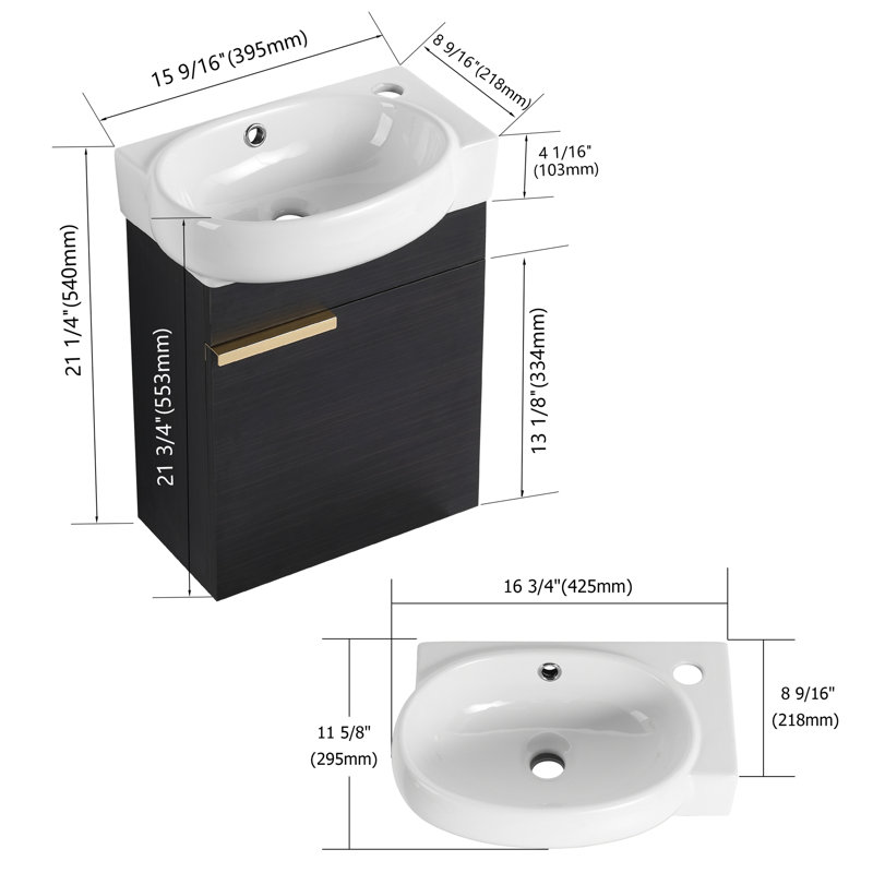 Meuble-lavabo à fermeture en douceur avec lavabo