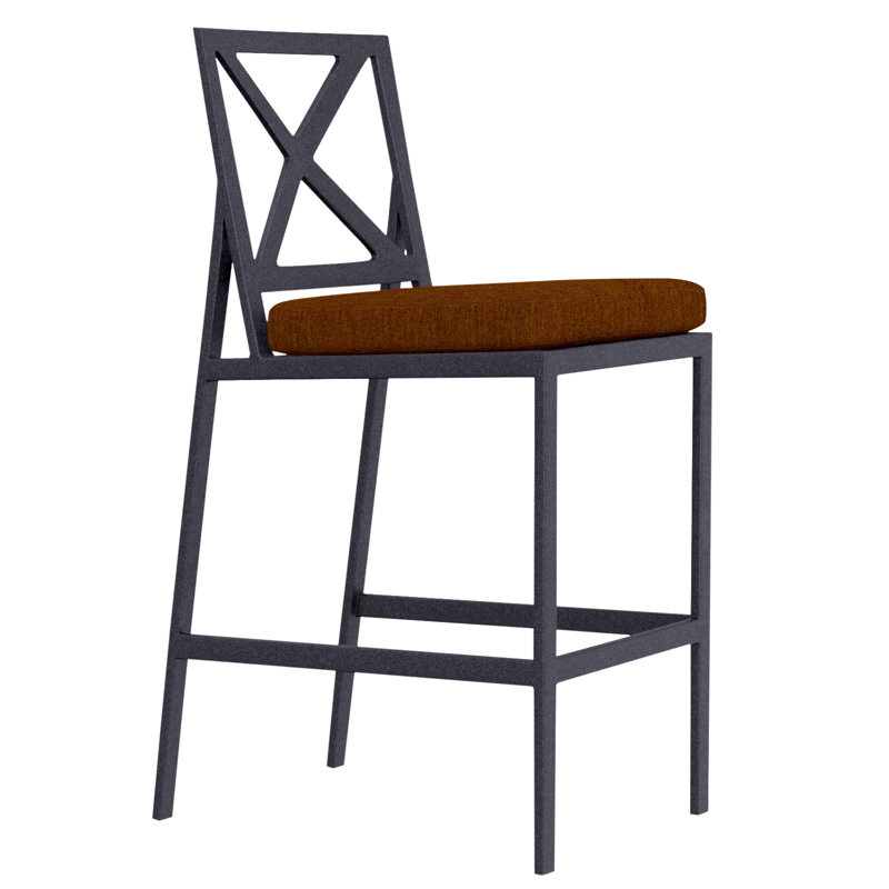 Marin Outdoor Bar Stool, Graphite, Flagship Stone Sunbrella®, 32"