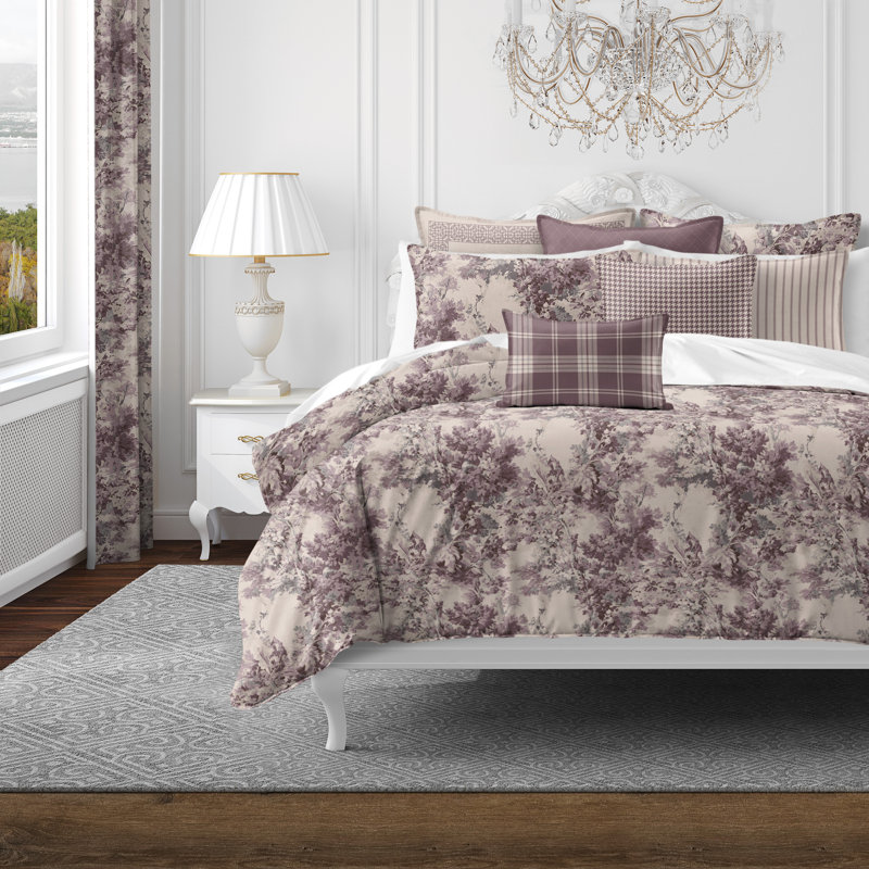 Ensemble d'édredon en coton 8 pièces Dolce Wisteria, Édredon grand + 7 pièces supplémentaires