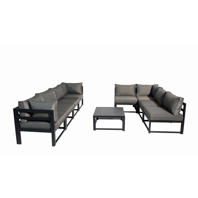 Desray 8 - Person Patio Dining Set Square Table with Cushions Included