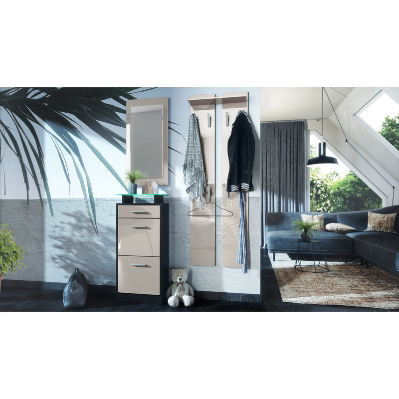 Mcclinton V2 Mini Hallway Set, Sand grey (glossy)/Black (matt), Yes