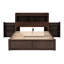 Lit double avec tablettes coulissantes, lit gigogne simple, 2 tiroirs de rangement et tablettes en bois massif