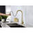 Single Handle Pull Down Kitchen Sink Faucet In Brushed Gold - Stainless Steel Material, 360 Rotating High Arc Nozzle, Three Water Output Styles For Different Works, Smooth Aerated Flow, Rust Proof-448549521