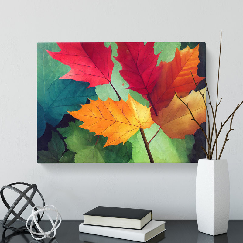 Contoured Autumn Leaf - Wrapped Canvas, 35cm H x 50cm W x 3cm D