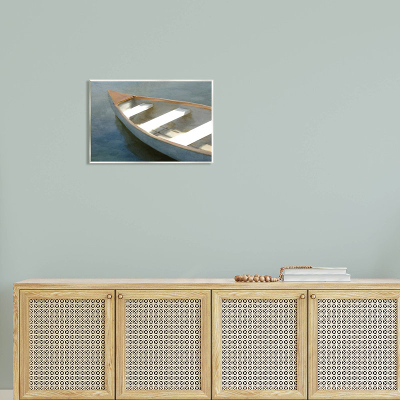 «Lone Canoe Boat Floating Deep Lake», art mural par Kim Allen, H 13 po x l 19 po x P 0,5 po
