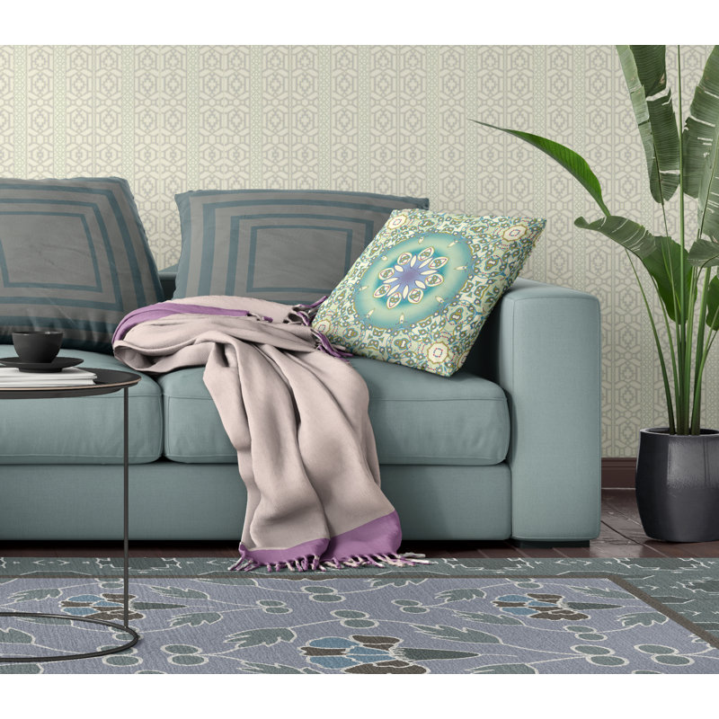  Housse de coussin carré et insert, H 18 po x l 18 po, Beige/vert, Fermeture éclair