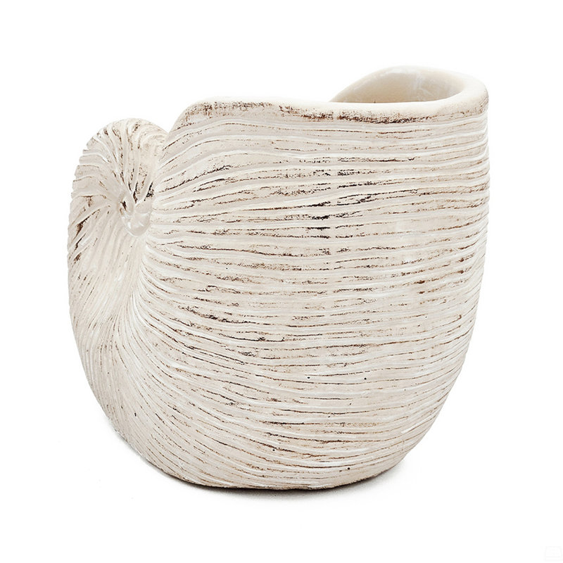 Sand And Cement Nautilus Shell Planter, 6.3" H x 8.5" W x 5.5" D