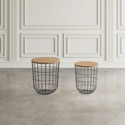 Lavergne Solid Wood Frame Nesting Tables with Storage by 17 Stories