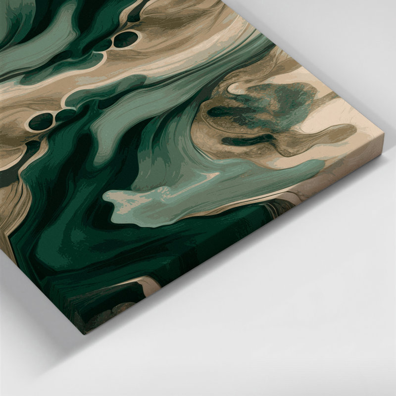 Abstrait paysage 42, art mural sur toile verte, H 14 po x l 11 po