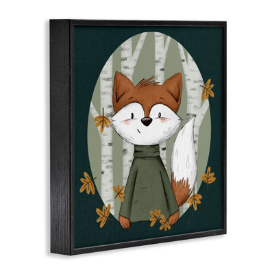 Renard automnal et bouleaux, giclée encadrée, design par Sarah Hickman