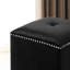 Velours carré noir avec coussin et rebord clouté élégant - rembourrage confortable de 16,5 po x 17 po