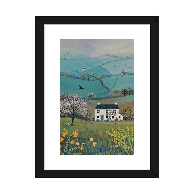 «Across Spring Hills» par Jo Grundy, reproduction d'art sur toile tendue, H 24 po x l 16 po x P 1 po, Papier encadré noir