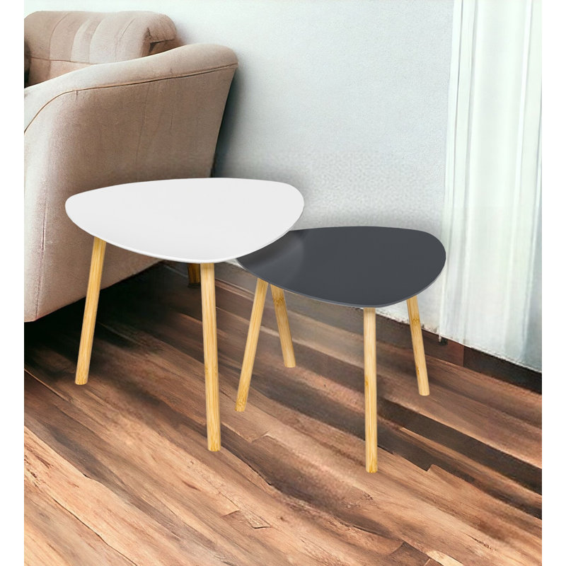 Ensemble de deux tables gigognes 22 po en chêne et gris et blanc