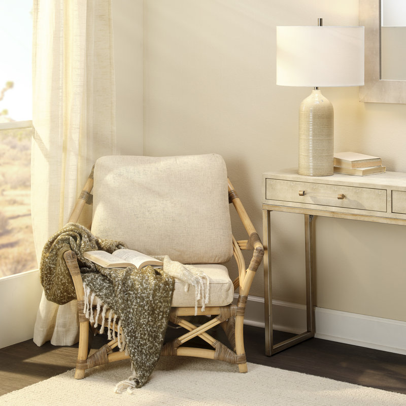 Gray and Natural Handcrafted Rattan Lounge Chair