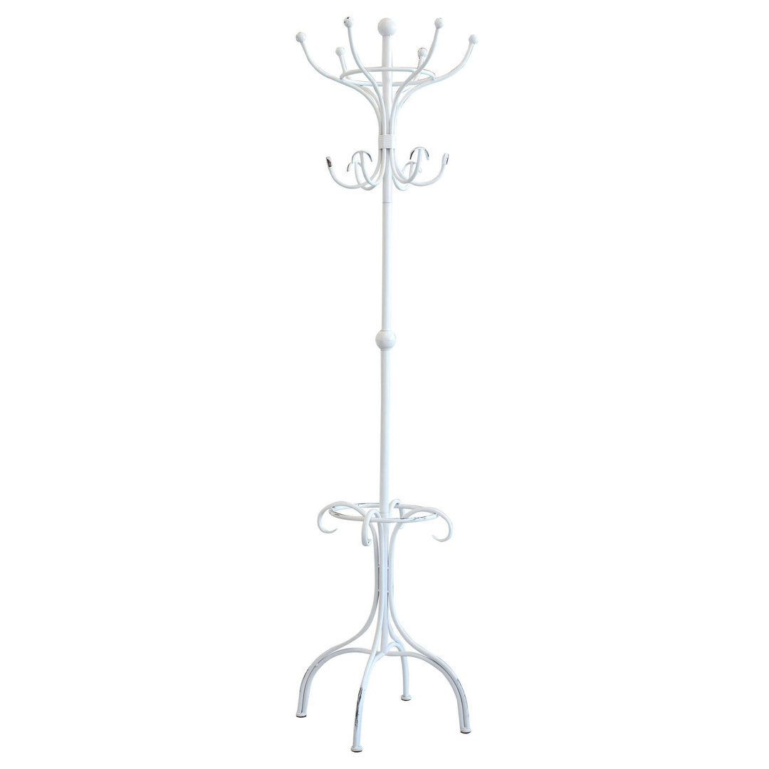 12 - Hook Freestanding Coat Stand in White
