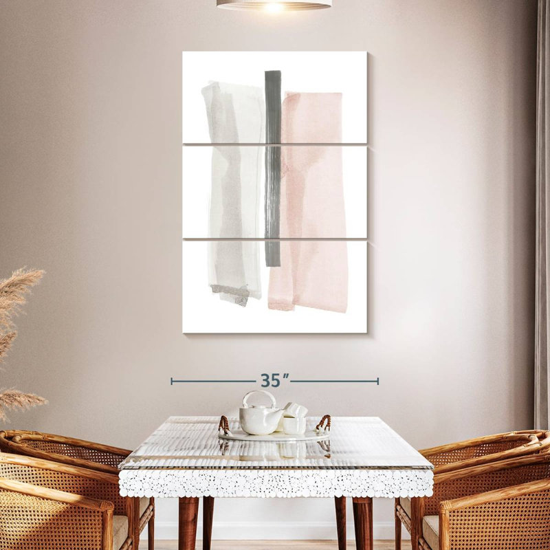 Avery Brush Strokes II rose et gris, H 38 po x l 24 po