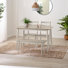 Drea Small Walnut Effect Wooden Dining Table With 2 Chairs & Bench - Traditional Rustic Farmhouse Style