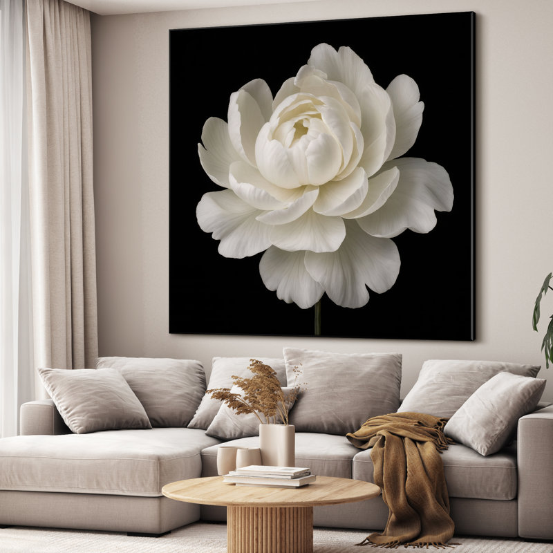 Très grande reproduction d'art sur toile - Art floral botanique, décoration pour salon ou chambre à coucher - «Assemblage requis du cadre (cadre non fini)»