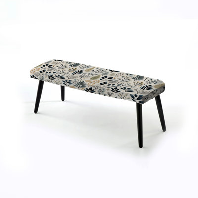 Banc rembourré floral noir