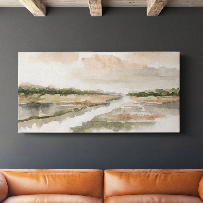 Moody Sunset - Toile tendue avec châssis - Prêt à accrocher, H 16 po x l 32 po