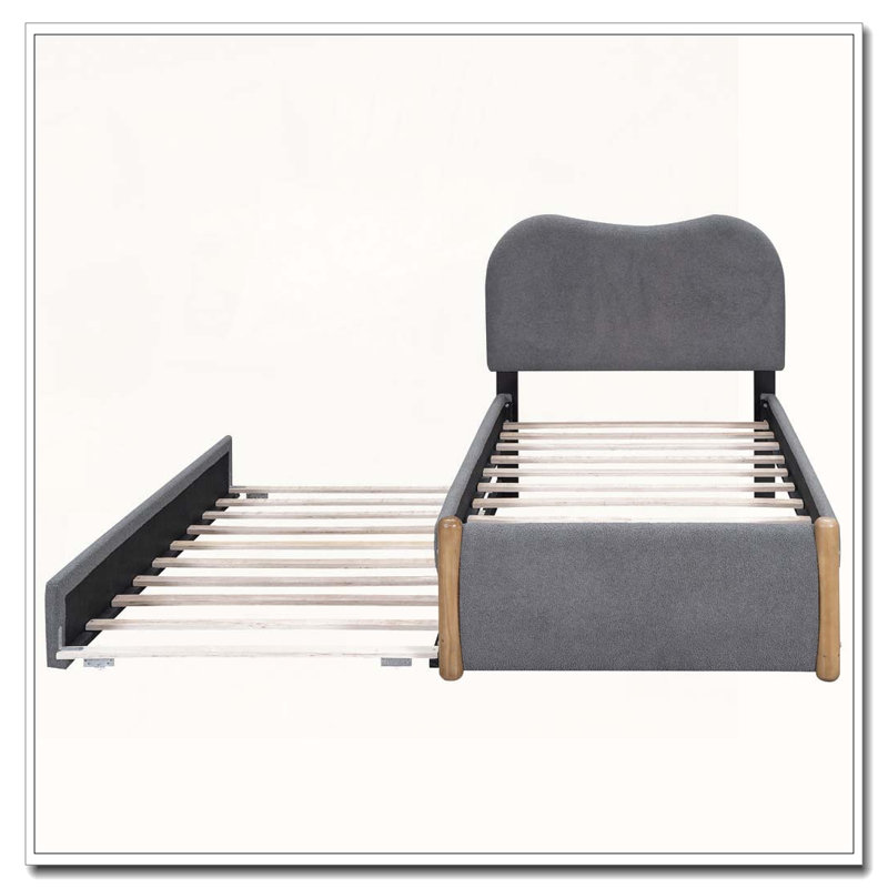 Lit plateforme tapissier Berber, Grey, Twin