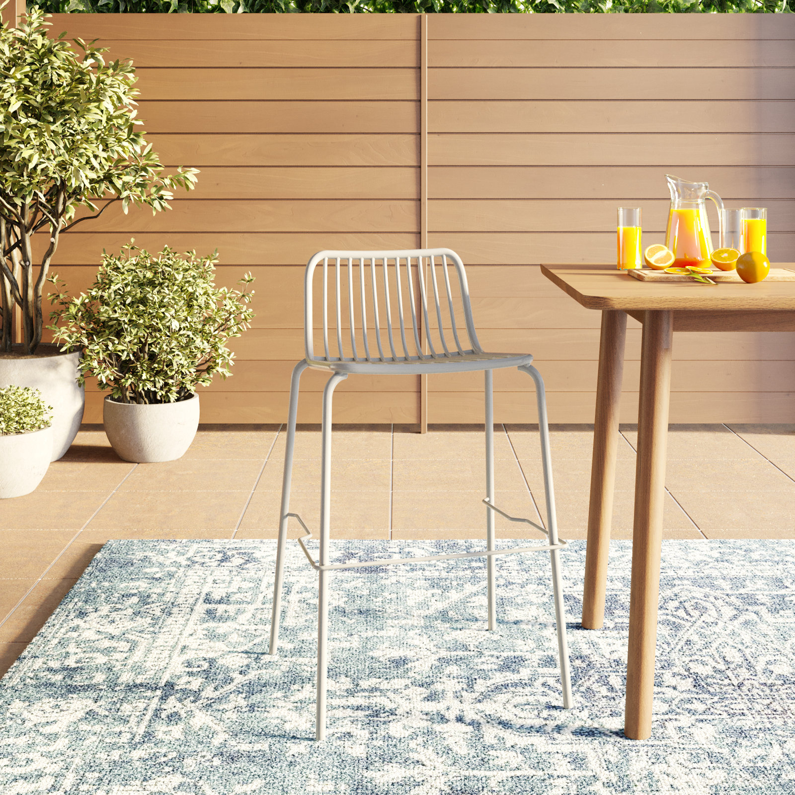 Trenton Patio Bar Stool, White, Counter Stool (25.5” Seat Height)