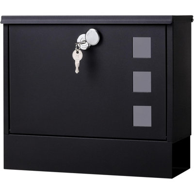 Mailboxes With Key Lock For Front Door Fence, Large Capacity Letter Box, 14.3 X 4.1 X 11.8 Inch, Black, SM-HPB911BN