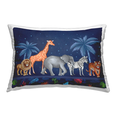 Stepping Jungle Animals Decorative Printed Throw Pillow Design by Emma Leach
