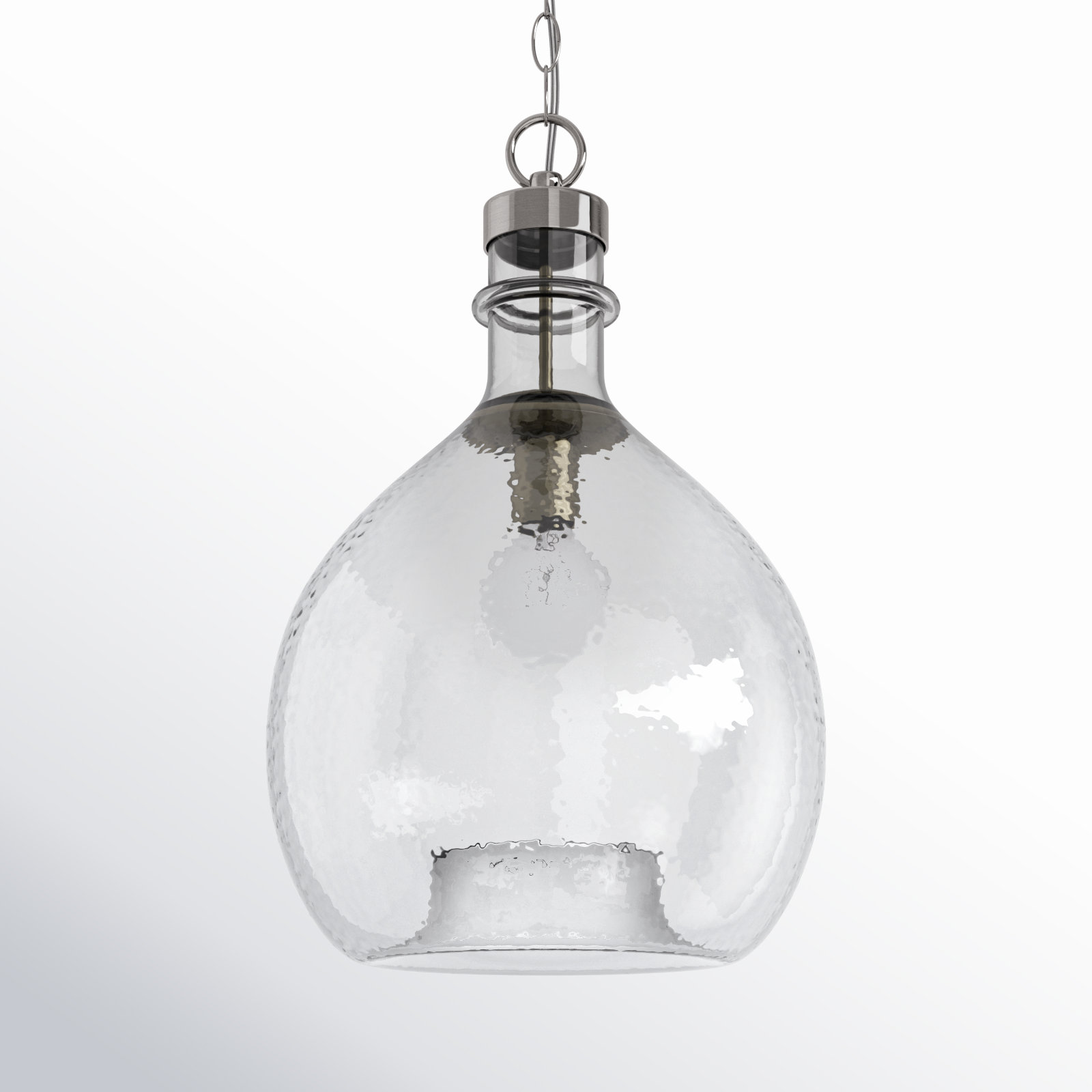 Rochester Single Light Glass Dimmable Pendant, Brushed Nickel